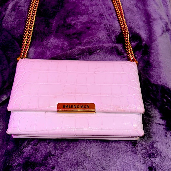 Calfskin Crocodile Small Triplet Chain Balenciaga Bag White - Picture 1 of 2